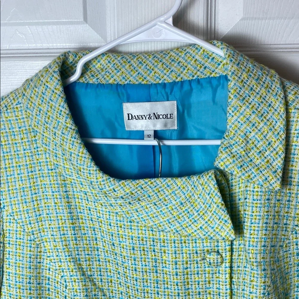 Dana Buchman Women's Yellow and Blue Tweed 2 Piece Skirt Suit Blazer Jacket - Picture 3 of 13